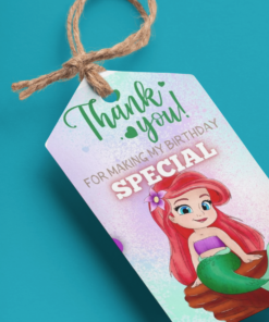 Little Mermaid Theme Birthday Favour Tags (2 x 3.5 inches/250 GSM Cardstock/Mixcolour/30Pcs)