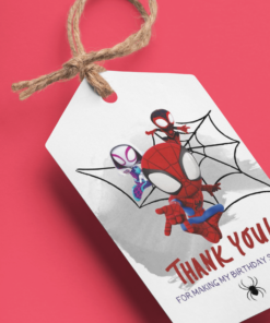 Spider Man Theme Birthday Favour Tags (2 x 3.5 inches/250 GSM Cardstock/Multicolour/30Pcs)