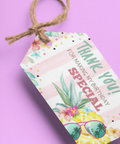 Hawaiin Theme Birthday Favour Tags (2 x 3.5 inches/250 GSM Cardstock/Mixcolour/30Pcs)