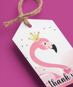 Flamingo Theme Model 2 Birthday Favour Tags (2 x 3.5 inches/250 GSM Cardstock/Mixcolour/30Pcs)