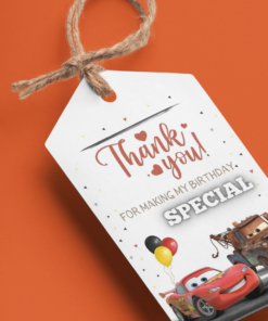 Disney Car Theme Birthday Favour Tags (2 x 3.5 inches/250 GSM Cardstock/Mixcolour/30Pcs)