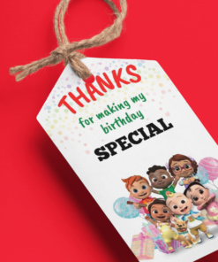 Cocomelon Theme Birthday Favour Tags (2 x 3.5 inches/250 GSM Cardstock/Mixcolour/30Pcs)