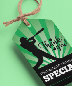 Baseball Theme Birthday Favour Tags (2 x 3.5 inches/250 GSM Cardstock/Black, White, Green & Light Green/30Pcs)