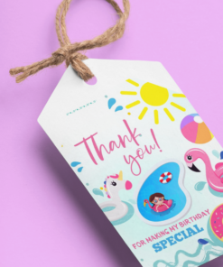 Pool Party Theme Birthday Favour Tags (2 x 3.5 inches/250 GSM Cardstock/Mixcolour/30Pcs)