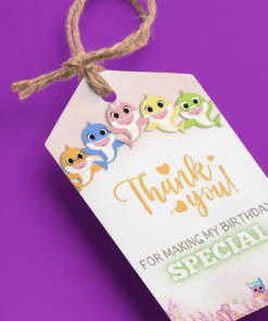 Baby Shark Theme Birthday Favour Tags (2 x 3.5 inches/250 GSM Cardstock/Mixcolour/30Pcs)