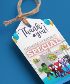 Avenger Kids Theme Birthday Favour Tags (2 x 3.5 inches/250 GSM Cardstock/Mixcolour/30Pcs)