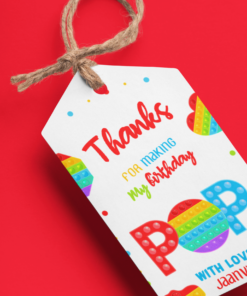 Pop It Theme Model 2 Birthday Favour Tags
