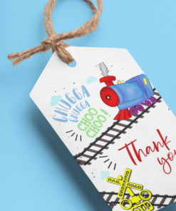 Train Theme Model 2 Birthday Favour Tags (2 x 3.5 inches/250 GSM Cardstock/Multicolour/30Pcs)