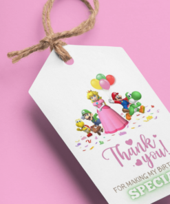 Super Girl And Mario Theme Birthday Favour Tags (2 x 3.5 inches/250 GSM Cardstock/Mixcolour/30Pcs)