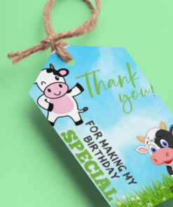 Cow Theme Birthday Favour Tags (2 x 3.5 inches/250 GSM Cardstock/Mixcolour/30Pcs)