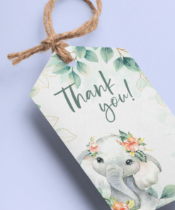 Elephant Theme Birthday Favour Tags (2 x 3.5 inches/250 GSM Cardstock/Mixcolour/30Pcs)