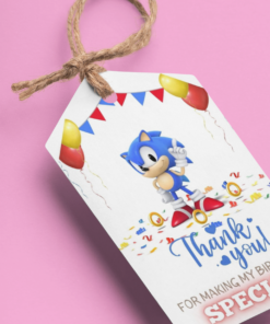 Sonic Theme Birthday Favour Tags (2 x 3.5 inches/250 GSM Cardstock/Mixcolour/30Pcs)
