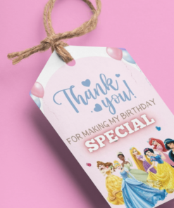 Princess Theme Birthday Favour Tags (2 x 3.5 inches/250 GSM Cardstock/Mixcolour/30Pcs)