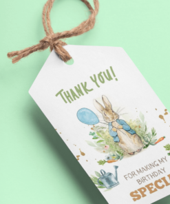 Peter Rabbit Theme Birthday Favour Tags (2 x 3.5 inches/250 GSM Cardstock/Mixcolour/30Pcs)