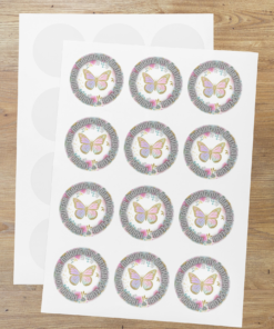 Butterfly Theme- Return Gift/birthday decor Thankyou Sticker (6 CM/Sticker/Mixcolour/24Pcs)