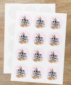 Mickey Club House Theme- Return Gift/birthday decor Thankyou Sticker (6 CM/Sticker/Multicolour/24Pcs)