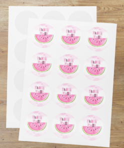 Melon Theme- Return Gift/birthday decor Thankyou Sticker (6 CM/Sticker/Multicolour/24Pcs)