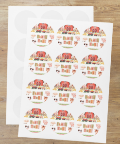 Farm House Theme- Return Gift/birthday decor Thankyou Sticker (6 CM/Sticker/Multicolour/24Pcs)