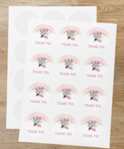 Minnie And Donald Duck Theme- Return Gift/birthday decor Thankyou Sticker (6 CM/Sticker/Multicolour/24Pcs)