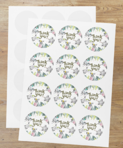 Jungle Theme Model 2 - Return Gift/birthday decor Thankyou Sticker (6 CM/Sticker/Mixcolour/24Pcs)