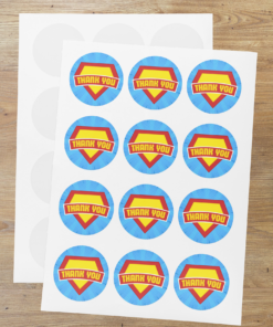 Superhero Theme- Return Gift/birthday decor Thankyou Sticker (6 CM/Sticker/Mixcolour/24Pcs)