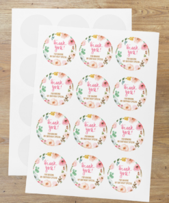 Floral Theme - Return Gift/birthday decor Thankyou Sticker (6 CM/Sticker/Mixcolour/24Pcs)