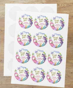 Dinosaur Theme Model 2- Return Gift/birthday decor Thankyou Sticker (6 CM/Sticker/Mixcolour/24Pcs)