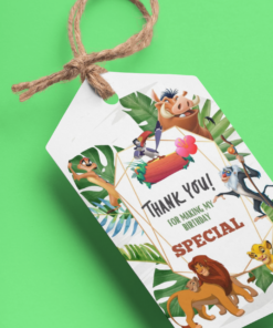 Lion King Theme Birthday Favour Tags