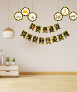 Construction Theme Birthday Party Decorations - Banner,& Dangler