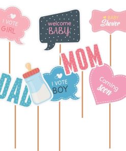 Baby Shower Photo Props - Capture the Joy! (8 inches/250 GSM Cardstock/Mixcolour/8Pcs)