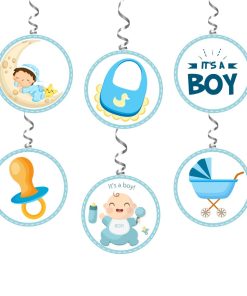 Baby Boy Welcome Danglers - (6 inches/250 GSM Cardstock/Mixcolour/6Pcs)