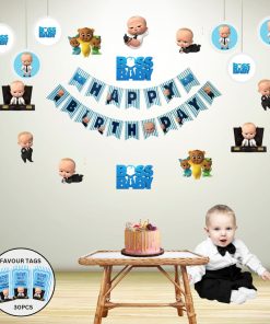 Boss Baby Boy Adventure Birthday Party Decorations - Banner, Cutouts, Favor Tags, Danglers (6 inches/250 GSM Cardstock/Mixcolour/61Pcs)