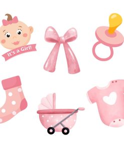 Baby Girl Theme Cutout - (6 inches/250 GSM Cardstock/Pink & Lightpink/12Pcs)