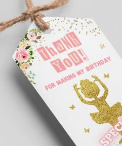 Ballerina Theme Thank You Cards & Return Gift Tags - 30Pcs, 2x3.5, 250 GSM Cardstock, Green & Black (Ballerina)