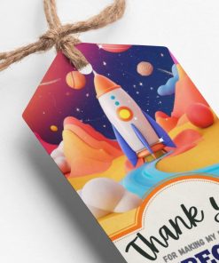 Rocket Theme Thank You Cards & Return Gift Tags - 30Pcs, 2x3.5, 250 GSM Cardstock (Rocket)