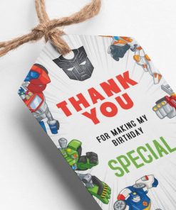 Transformers Theme Thank You Cards & Return Gift Tags - 30Pcs, 2x3.5, 250 GSM Cardstock (Transformers)