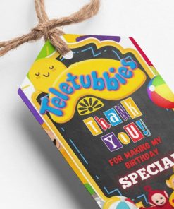 PartyDecor Mall Teletubbies Theme Thank You Cards & Return Gift Tags - 30Pcs, 2x3.5, 250 GSM Cardstock (Teletubbies)
