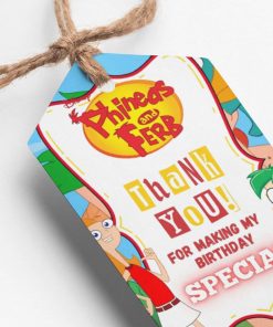 Phineas & Ferb Theme Thank You Cards & Return Gift Tags - 30Pcs, 2x3.5, 250 GSM Cardstock (Phineas & Ferb)