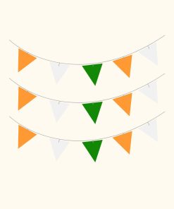 Tricolor Independence Day Bunting (5 Inches/250 GSM Cardstock/Orange , White , Green & Blue/28Pcs)