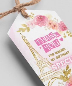 Paris Theme Thank You Cards & Return Gift Tags - 30Pcs, 2x3.5, 250 GSM Cardstock, Green & Black (Paris)