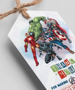 Avengers Theme Thank You Cards & Return Gift Tags - 30Pcs, 2x3.5, 250 GSM Cardstock, Green & Black (Avengers)