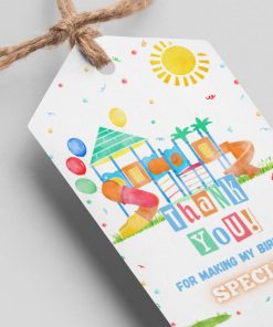 Pool Party Theme Thank You Cards & Return Gift Tags - 30Pcs, 2x3.5, 250 GSM Cardstock, Green & Black (Pool Party)