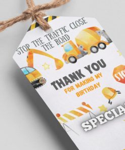 Construction Theme Thank You Cards & Return Gift Tags - 30Pcs, 2x3.5, 250 GSM Cardstock, Green & Black (Construction)