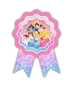 Disney Princess Theme Birthday Badges for Kids – 4x3 Inch 250gsm Cardstock with Pin | PartyDecor Mall (Princess)