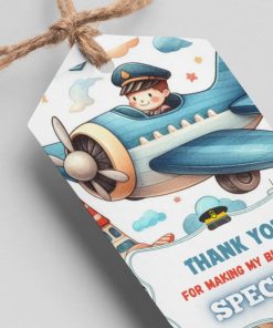 Pilot Theme Thank You Cards & Return Gift Tags - 30Pcs, 2x3.5, 250 GSM Cardstock, Green & Black (Pilot)