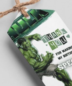 Hulk Theme Thank You Cards & Return Gift Tags - 30Pcs, 2x3.5, 250 GSM Cardstock, Green & Black (Hulk)