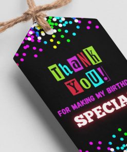 Neon Theme Thank You Cards & Return Gift Tags - 30Pcs, 2x3.5, 250 GSM Cardstock, Green & Black (Neon1)