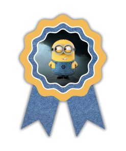 Minion Theme Birthday Badges for Kids – 4x3 Inch 250gsm Cardstock with Pin | PartyDecor Mall (Minion)