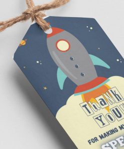 Space - Astronaut - Rocket Theme Thank You Cards & Return Gift Tags - 30Pcs, 2x3.5, 250 GSM Cardstock, Green & Black (Space - Astronaut - Rocket)