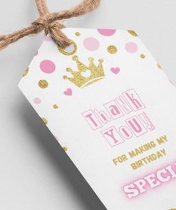 Princess Theme Thank You Cards & Return Gift Tags - 30Pcs, 2x3.5, 250 GSM Cardstock, Green & Black (Princess 1)